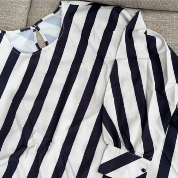 Classic Elegant Striped Print Batwing Sleeve Blouse Top Shirt - Picture 9 of 9